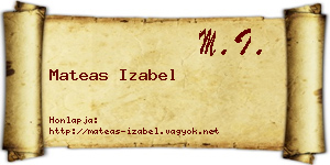 Mateas Izabel névjegykártya
